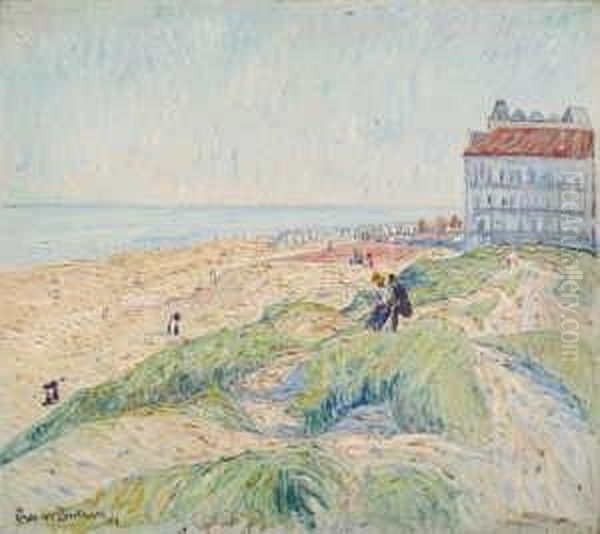 Strand In Knokke (dunenlandschaft) Oil Painting by Theo Von Brockhusen