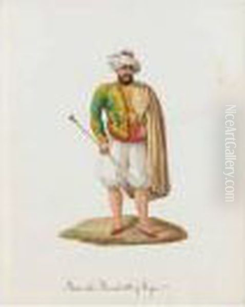 A Folio Of Watercolours Of Algerian Figures Oil Painting by Charles Frederick Von Brocktorff