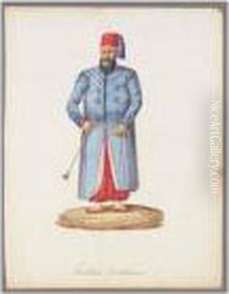 A Folio Of Watercolours Of Turkish And Albanian Figures Oil Painting by Charles Frederick Von Brocktorff