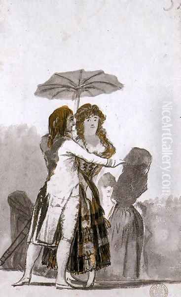 Couple with Parasol on the Paseo 2 Oil Painting by Francisco De Goya y Lucientes