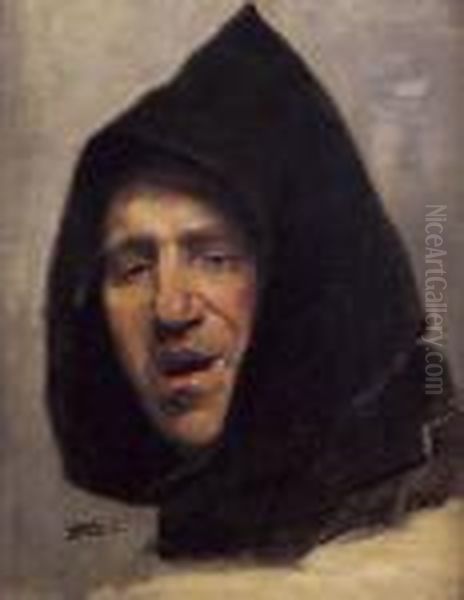 Head Of A Monk Oil Painting by Vaclav Brozik