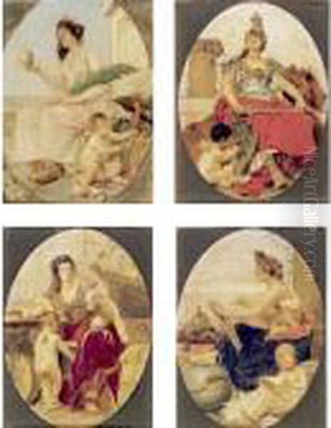 Allegories Of Force, History, Peace And Commerce: A Set Of Four Oil Painting by Vaclav Brozik