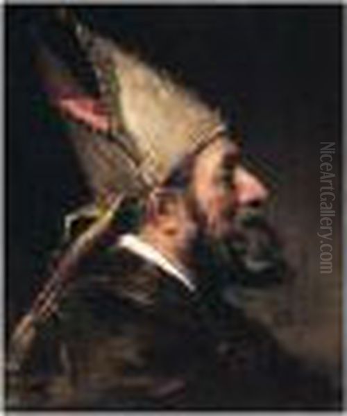 A Bishop Oil Painting by Vaclav Brozik