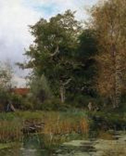 Zwei Badende Am Waldteich Oil Painting by Gilbert Von Canal