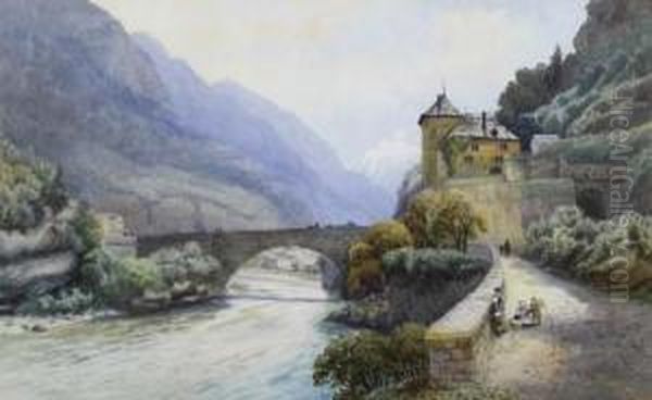 Pont St. Maurice - D'agaune. Valais. Oil Painting by Helga Von Cramm