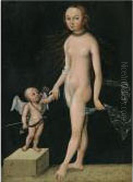 Venus And Cupid Oil Painting by Lucas The Elder Cranach