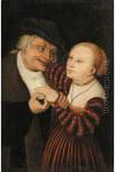 The Ill-matched Lovers Oil Painting by Lucas The Elder Cranach