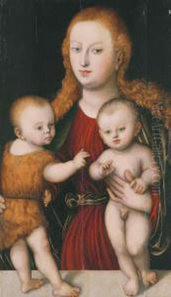 The Virgin And Child With The Infant Saint John The Baptist Oil Painting by Lucas The Elder Cranach