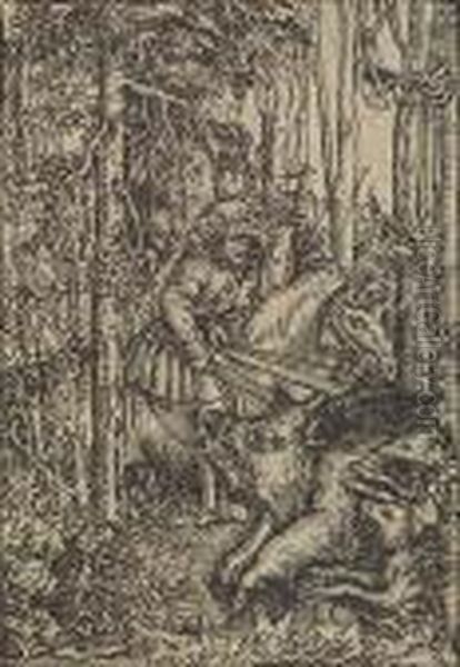 The Saxon Prince On A Boar Hunt Oil Painting by Lucas The Elder Cranach