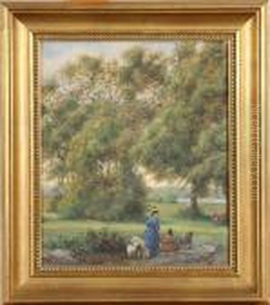 Parklandskap Med Staffage Oil Painting by Fritz Von Dardel