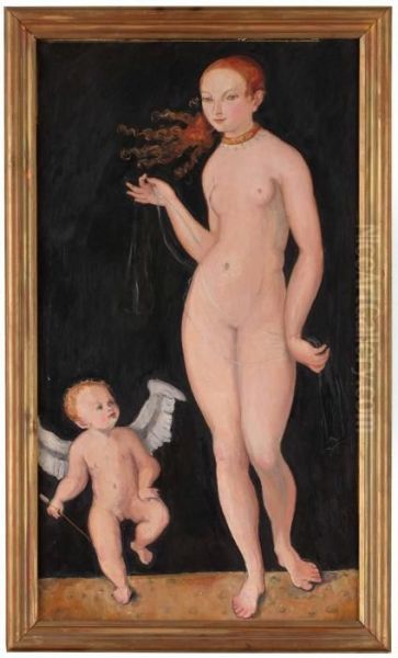 Venus Och Putti (kopia Efter Cranach) Oil Painting by Nils Von Dardel