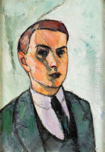 Sjalvportratt Ii Oil Painting by Nils Von Dardel