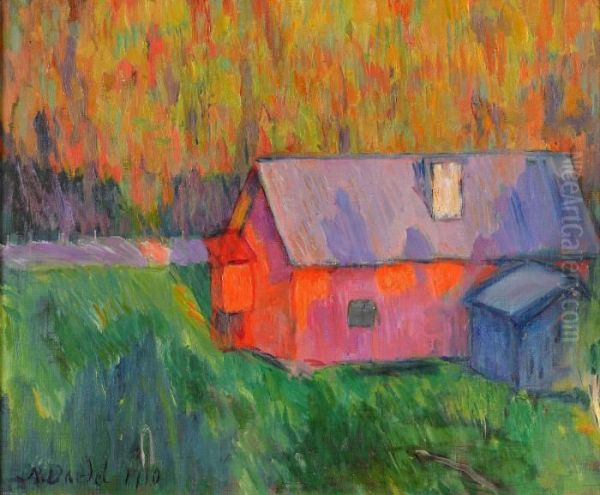 Det Violetta Huset Oil Painting by Nils Von Dardel