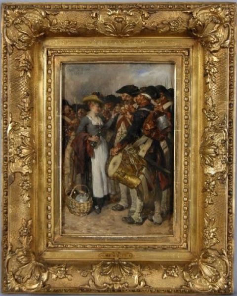 Ein Guter Trunk Fur Die Soldaten Oil Painting by Wilhelm Von Diez