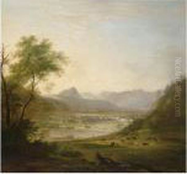 A View Of Bad Tolz Oil Painting by Georg Maximilian Johann Von Dillis