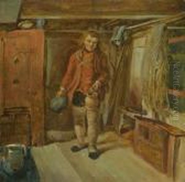 Ein Fischer In Seiner
 Stube. Oil Painting by Georg Maximilian Johann Von Dillis