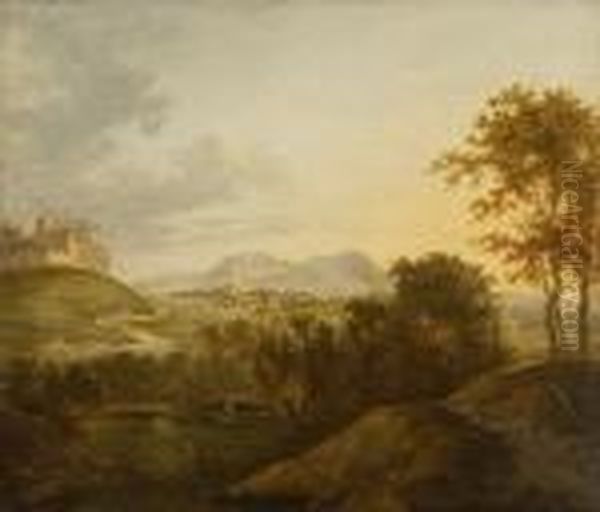 Oberitalienische
 Landschaft. Oil Painting by Georg Maximilian Johann Von Dillis