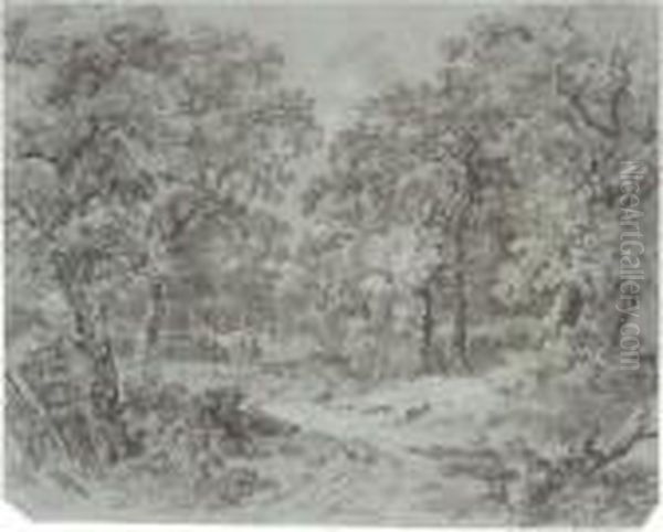 A Lane Running Through Woodland Oil Painting by Georg Maximilian Johann Von Dillis