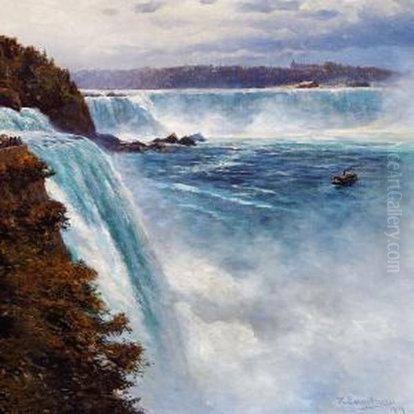 Der Niagarafall Oil Painting by Themistocles Von Eckenbrecher