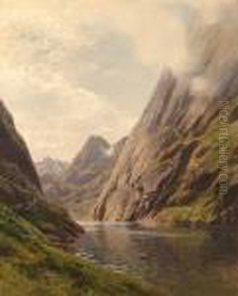 Einefjordlandschaft Oil Painting by Themistocles Von Eckenbrecher