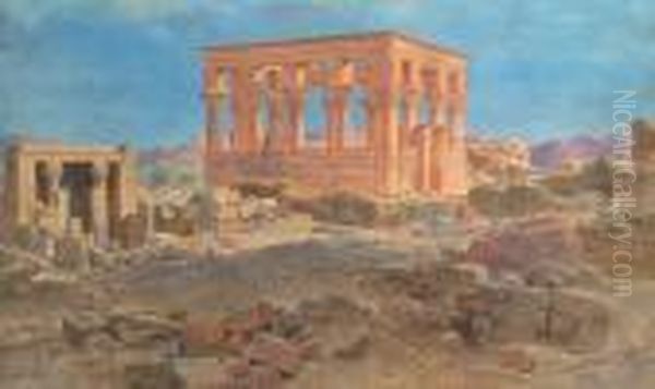 Les Temples De Philae Oil Painting by Themistocles Von Eckenbrecher