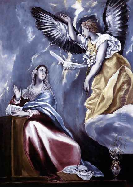 Annunciation 1595-1600 Oil Painting by El Greco (Domenikos Theotokopoulos)