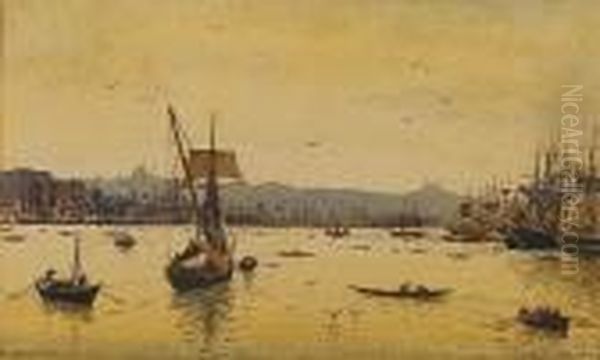 View On The Golden Horn, Constantinople Oil Painting by Themistocles Von Eckenbrecher