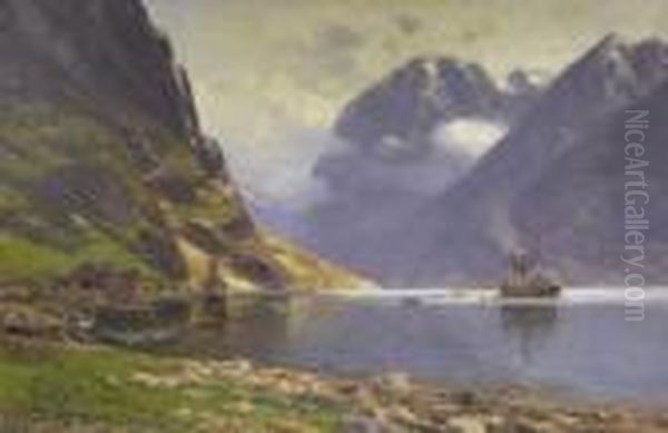 Am Narro Fjord Bei Gudvangen Oil Painting by Themistocles Von Eckenbrecher