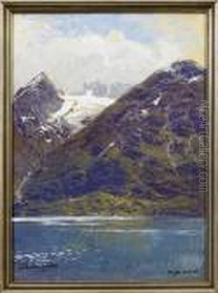 Berge Bei Hjelle Am Strynevatnet Oil Painting by Themistocles Von Eckenbrecher