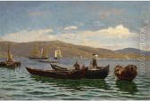 The Bosphorus Near Bebek Oil Painting by Themistocles Von Eckenbrecher