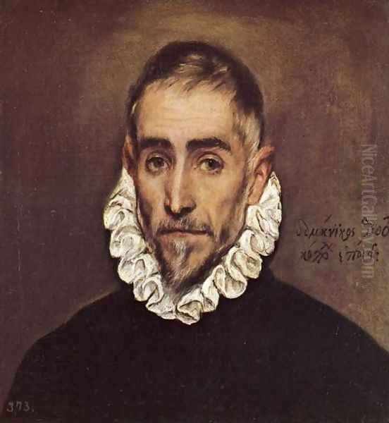 An Elderly Gentleman 1590s Oil Painting by El Greco (Domenikos Theotokopoulos)