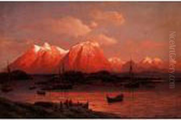 Abend Bei Svolvaer Auf Den Lofoten Oil Painting by Themistocles Von Eckenbrecher