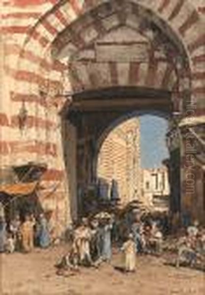 The Bab El Metwali, Cairo Oil Painting by Themistocles Von Eckenbrecher