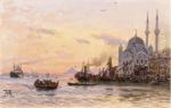 View Of Constantinople Oil Painting by Themistocles Von Eckenbrecher