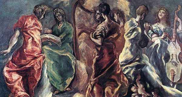 Angelic Concert c. 1610 Oil Painting by El Greco (Domenikos Theotokopoulos)