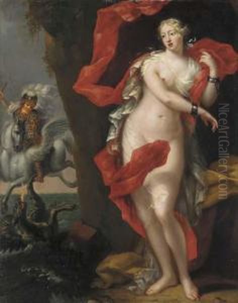 Perseus And Andromeda Oil Painting by David Klocker Von Ehrenstrahl