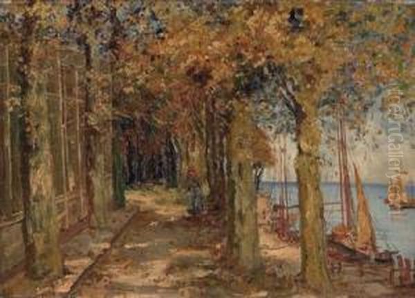 Promenade In Warnemunde Oil Painting by Elisabeth Von Eicken