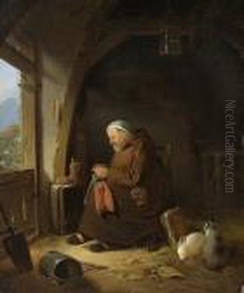 Der Strickende Eremit Oil Painting by Karl Von Enhuber