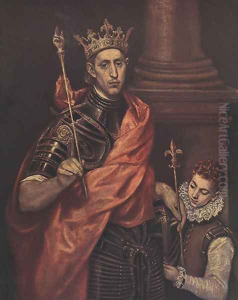 A Saintly King Oil Painting by El Greco (Domenikos Theotokopoulos)