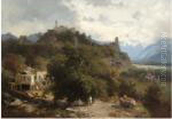 Caucasian Landscape Oil Painting by Paul Von Franken