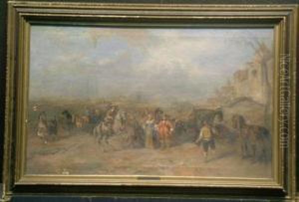 Battle Scene Oil Painting by Alfred Ritter von Malheim Friedlander