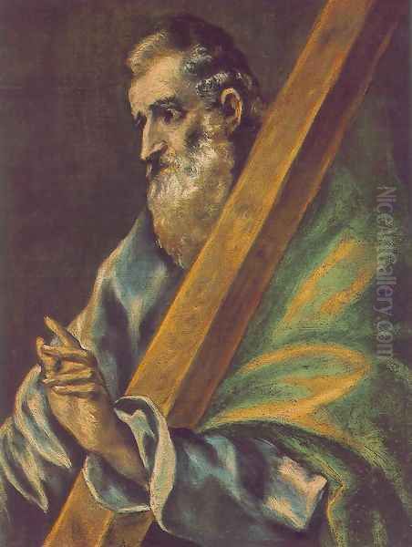 Apostle St Andrew c. 1610 Oil Painting by El Greco (Domenikos Theotokopoulos)