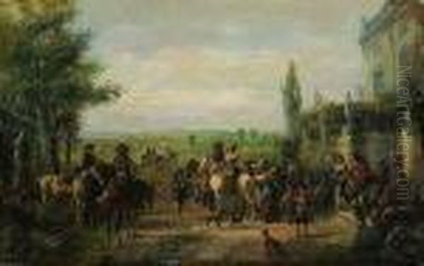 Aufbruch Zur Jagd. Oil Painting by Alfred Ritter von Malheim Friedlander