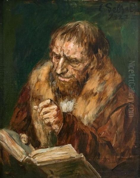 Lesender Mann Oil Painting by Eduard Von Gebhardt