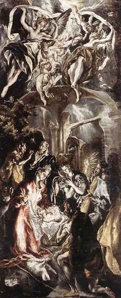 Adoration of the Shepherds Oil Painting by El Greco (Domenikos Theotokopoulos)