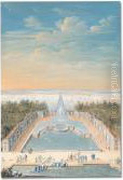 The Fountains In The Gardens Of The Nymphenburg Oil Painting by Maximilian Von Geer