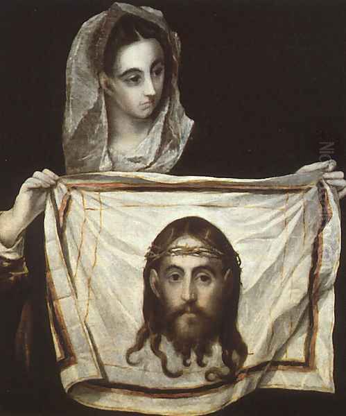 St Veronica Holding the Veil c. 1580 Oil Painting by El Greco (Domenikos Theotokopoulos)