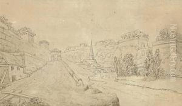 The Ramparts Of Luxemburg, With 
The Triererbergstrasse In Theforeground And The Altzette Bridge To The 
Left Oil Painting by Johann Wolfgang von Goethe