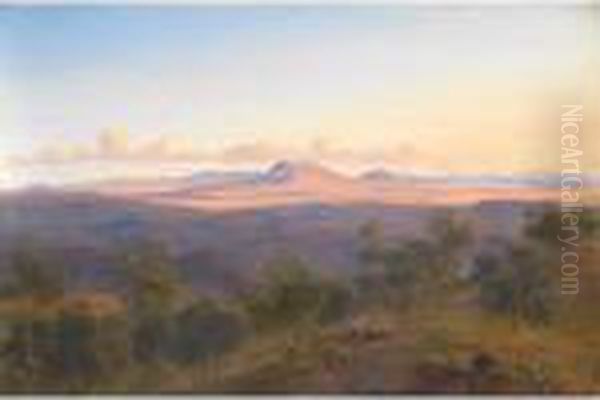 A View From Daylesford Towards The Pyrenees Oil Painting by Eugene von Guerard