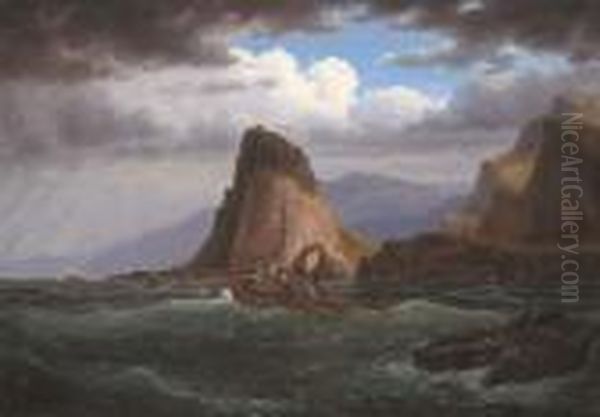 Shipwreck Off Coast Oil Painting by Eugene von Guerard